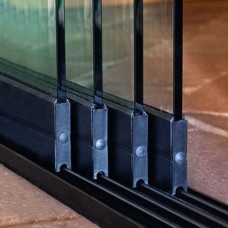 Glazen schuifwand zwart 4-sporig tot 322 cm breed 198-202 cm hoog Glazen schuifwand zwart 4-sporig tot 322 cm breed 198-202 cm hoog