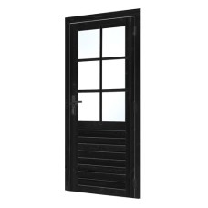 Vuren enkele glasdeur zwart gespoten 100x205 cm rd K216416 Vuren enkele glasdeur zwart gespoten 100x205 cm rd K216416