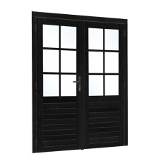Vuren dubbele glasdeur zwart gespoten 185x205 cm ld K216417 Vuren dubbele glasdeur zwart gespoten 185x205 cm ld K216417