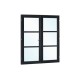 Vuren steellook dubbele glasdeur zwart gespoten 205x212 cm ld K216421