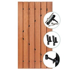 Tuindeur Privacy hardhout met zwart frame inclusief slot 195x90 cm