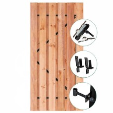 Tuindeur Privacy Red Class Wood met zwart frame inclusief slot 195x100 cm