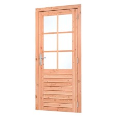 Enkele glas deur Red class wood 6 ruits 100x205 cm RVS beslag RD K226270