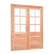 Dubbele glas deur Red class wood 6 ruits 185x205 cm RVS beslag LD K226271