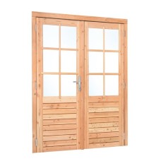 Douglas dubbele glasdeur 6-ruits RVS beslag 185x205 cm linksdraaiend