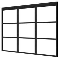 Steellook glaswand zwart B135xH224 cm (3 stuks van 45 cm)