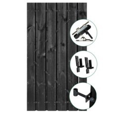 Tuindeur Privacy zwartgespoten grenen inclusief slot 195x100 cm