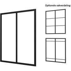 Industriële glaspui A zwart gecoat aluminium raamwerk 178,5x224 cm