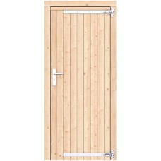 Vuren dichte enkele deur 90x201 cm rd verzinkte hengen RVS beslag onbehandeld 1045630