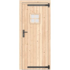 Vuren enkele deur 90x201 cm rd zwart beslag groen geïmpregneerd 1057541