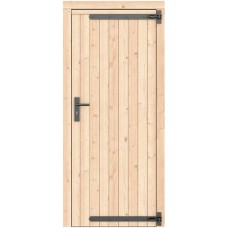 Vuren dichte enkele deur 90x201 cm rd zwart beslag groen geïmpregneerd 1059019