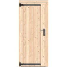 Vuren dichte enkele deur 90x201 cm ld zwart beslag groen geïmpregneerd 1059022