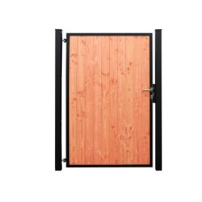 Staalverzinkt poortvleugelpakket Hybide linksdraaiend douglas 115x185x4 cm zwart RAL9005