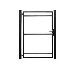 Staalverzinkt poortvleugelpakket Hybride linksdraaiend 115x185x4 cm zwart RAL9005