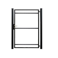 Staalverzinkt poortvleugelpakket Hybride rechtsdraaiend 115x185x4 cm zwart RAL9005
