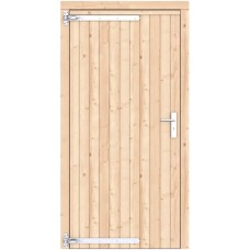 Vuren dichte enkele deur 108x209 cm ld verzinkte hengen RVS beslag onbehandeld 1073234
