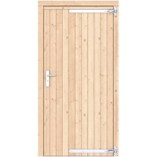 Vuren dichte enkele deur 108x209 cm rd verzinkte hengen RVS beslag groen geïmpregneerd 1073337