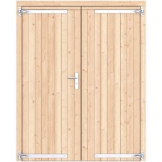 Vuren dichte dubbele deur 168x209 cm ld verzinkte hengen RVS beslag groen geïmpregneerd 1073339