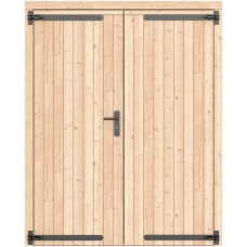 Vuren dichte dubbele deur 168x209 cm ld zwart beslag groen geïmpregneerd 1073340