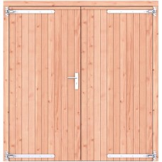 Douglas dichte dubbele deur 201x209 cm verzinkte hengen RVS beslag 1073244