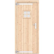 Vuren enkele deur 90x201 cm ld verzinkte hengen RVS beslag onbehandeld 1073253