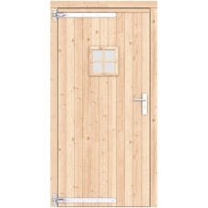 Vuren enkele deur 108x209 cm ld verzinkte hengen RVS beslag groen geïmpregneerd 1073347