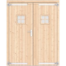 Vuren dubbele deur 168x209 cm ld verzinkte hengen RVS beslag groen geïmpregneerd 1073351