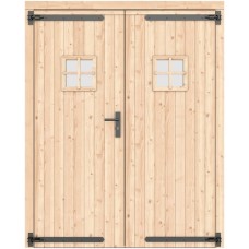 Vuren dubbele deur 168x209 cm ld zwart beslag groen geïmpregneerd 1073352