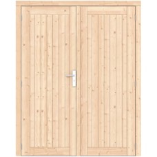 Vuren dichte dubbele deur Prestige 168x209 cm ld RVS beslag groen geïmpregneerd 1073355