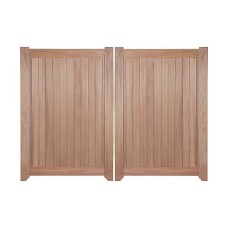 Hardhouten poort dubbel 180x250 cm zwart beslag