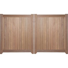 Hardhouten poort dubbel 180x300 cm zwart beslag