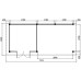 Tuinhuis Duxtail 120 douglas Horn 300x300 luifel 400 cm dubbele deur