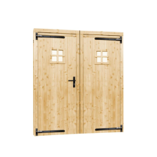 Dubbele 1-ruits deur inclusief kozijn 168x201 cm vuren