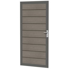 Tuindeur composiet in aluminium frame 90x183 cm grijs houtmotief