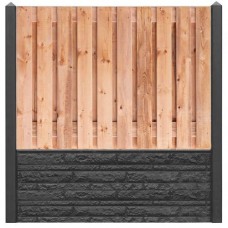 Hout-betonschutting motief antraciet i.c.m. tuinscherm red class wood 21-planks