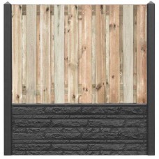 Hout-betonschutting motief antraciet i.c.m. tuinscherm grenen 21-planks