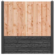 Hout-betonschutting motief antraciet i.c.m. tuinscherm Douglas 21-planks