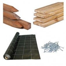 Vlonder compleet pakket geïmpregneerd vuren 28 mm hardhouten regels Vlonder compleet pakket geïmpregneerd vuren 28 mm hardhouten regels