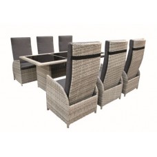 Wicker dinnerset Grantsville grijs gemêleerd Wicker dinnerset Grantsville grijs gemêleerd