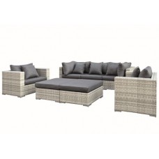 Wicker loungeset Glendale grijs geméleerd Wicker loungeset Glendale grijs geméleerd