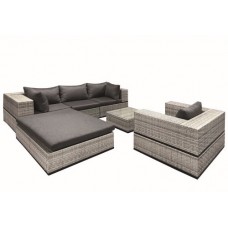 Wicker loungeset Golden Gate grijs gemêleerd Wicker loungeset Golden Gate grijs gemêleerd
