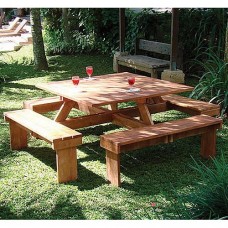 Picknicktafel hardhout vierkant