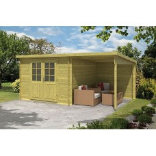 Blokhut Dora 300+200x300 cm groen geïmpregneerd Blokhut Dora 300+200x300 cm groen geïmpregneerd